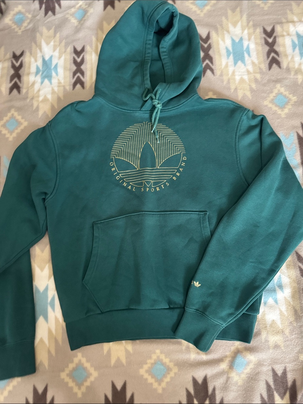 adidas Teal Green Trefoil Pullover Hoodie